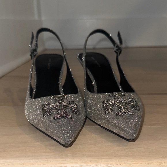 Tory Burch Silver Slingback Heels - Picture 4 of 10